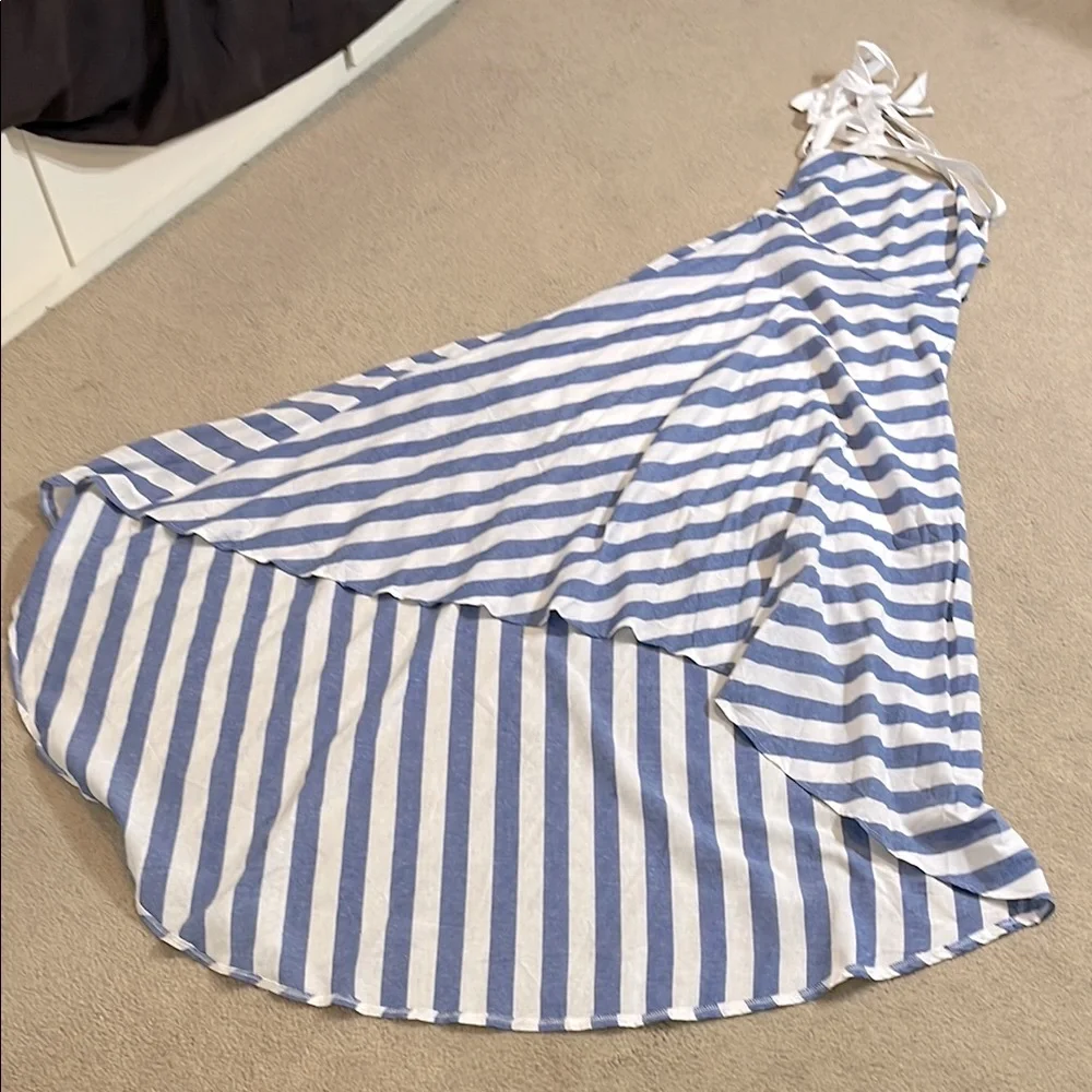 NEW Cosygal Striped High-Low Maxi Dress, Bandage Dress, Backless, Blue/White MED - Picture 3 of 13